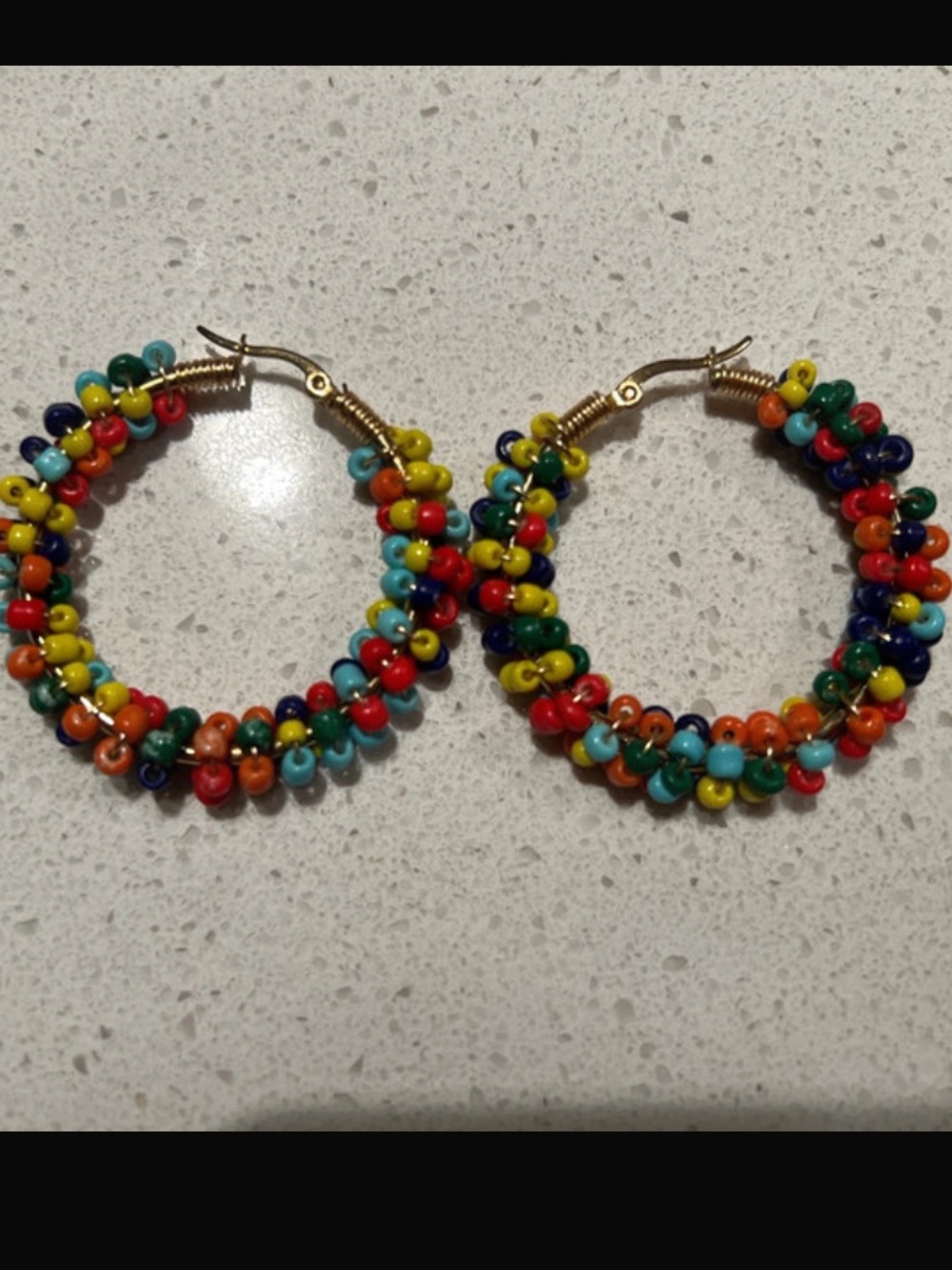 Handmade Multicolor Bead Hoop Earrings